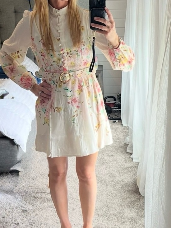 Dresses & Skirts - Floral Cream Long-Sleeve Midi Dress